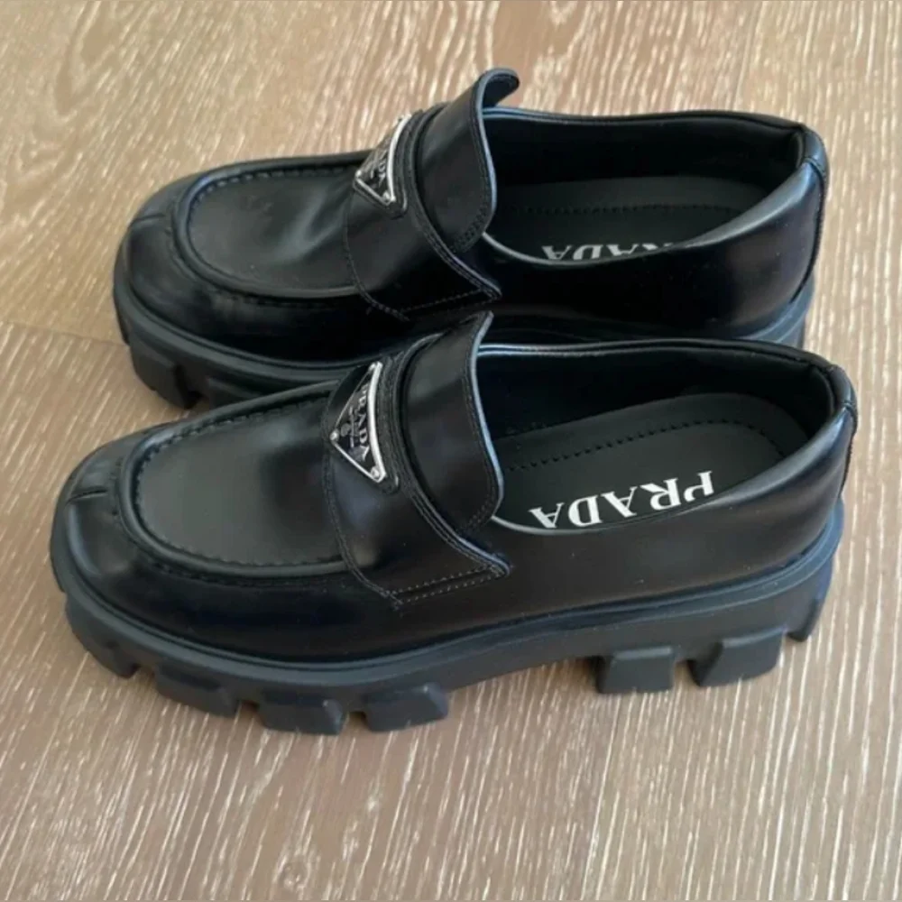 Prada Nubuck Leather Monolith Loafers - Picture 2 of 5